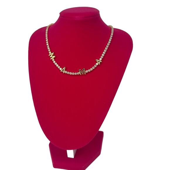Sparkle MAMA Gold Necklace with Cubic Zirconia  Elegant Personalized Jewelry - Picture 3 of 6